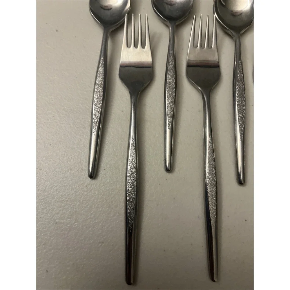 Stainless Steel Japan Flatware Lot of 11 Spoons,‎ Forks Textured Handle